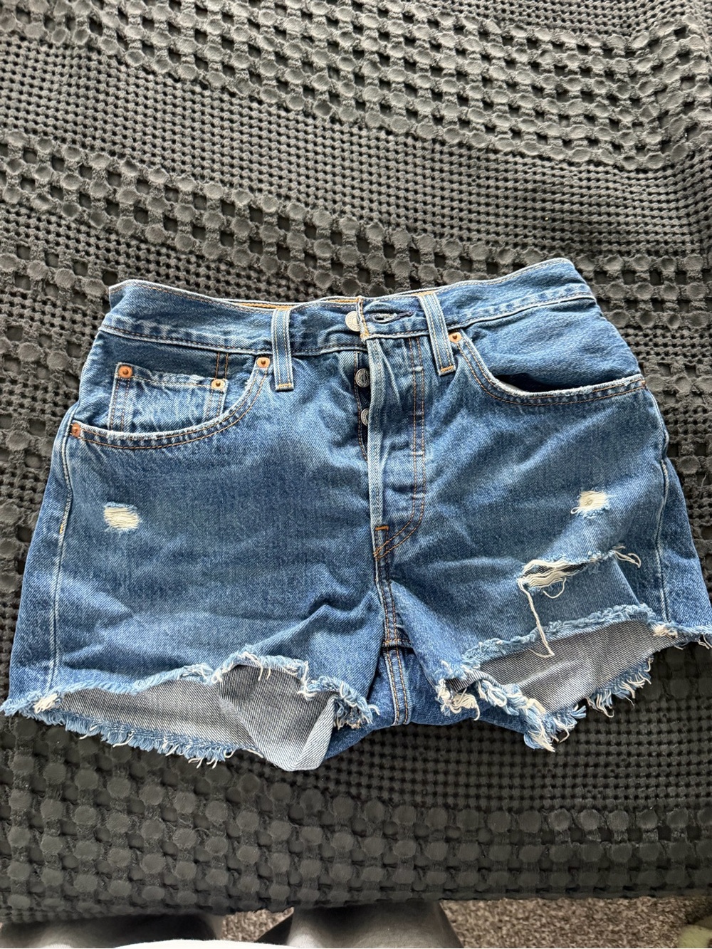 Women's Levi Distressed Denim Shorts - Blue